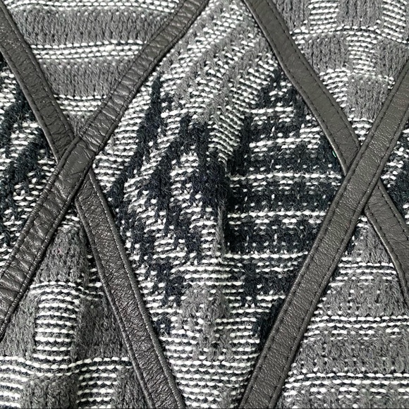 Vintage Urban Works 80s 90s Leather Trimmed Harlequin Knit Sweater EUC - Picture 5 of 13